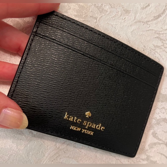 Kate Spade Big Apple Pretzel Small Slim Card Holder in black patent leather NWT - Picture 7 of 8